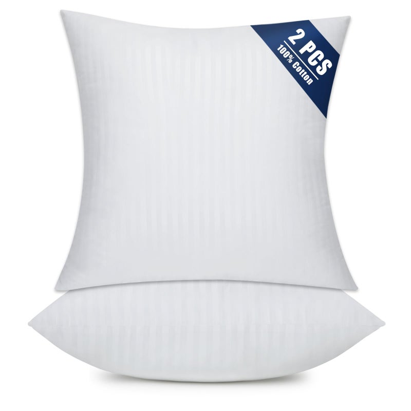 OKBA Set of 2 Throw Pillow Inserts, Hypoallergenic Soft & Firm Cushions with 100% Cotton Cover, 24x24 Pillows Filler for Side Sleepers, Sofa, Bed and Home Decor, Indoor Quality Hotel Pillows - Image 1
