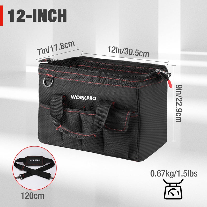 Workpro 12-inch Close Top Wide Mouth Storage Tool Bag, W081020A - Image 2
