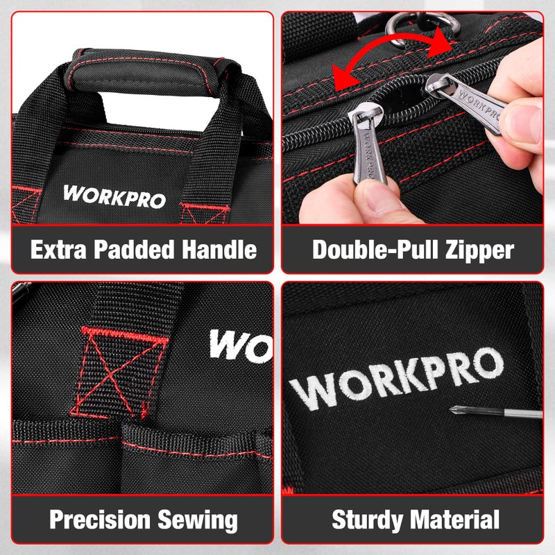 Workpro 12-inch Close Top Wide Mouth Storage Tool Bag, W081020A - Image 3