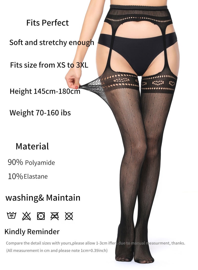 YANCI 4 قطع حمالة شبكة الملابس الداخلية مجموعة الجوارب السوداء - Image 2