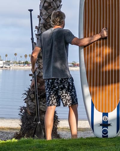 SURF CUZ Mens Swim Trunks with Compression Liner Quick Dry Swim Shorts 7" Swimming Trunks Stretch Zipper Pockets,Black Camouflage,M - Image 3