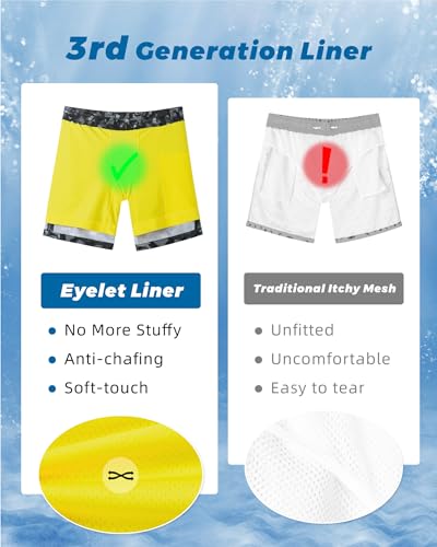 SURF CUZ Mens Swim Trunks with Compression Liner Quick Dry Swim Shorts 7" Swimming Trunks Stretch Zipper Pockets,Black Camouflage,M - Image 5