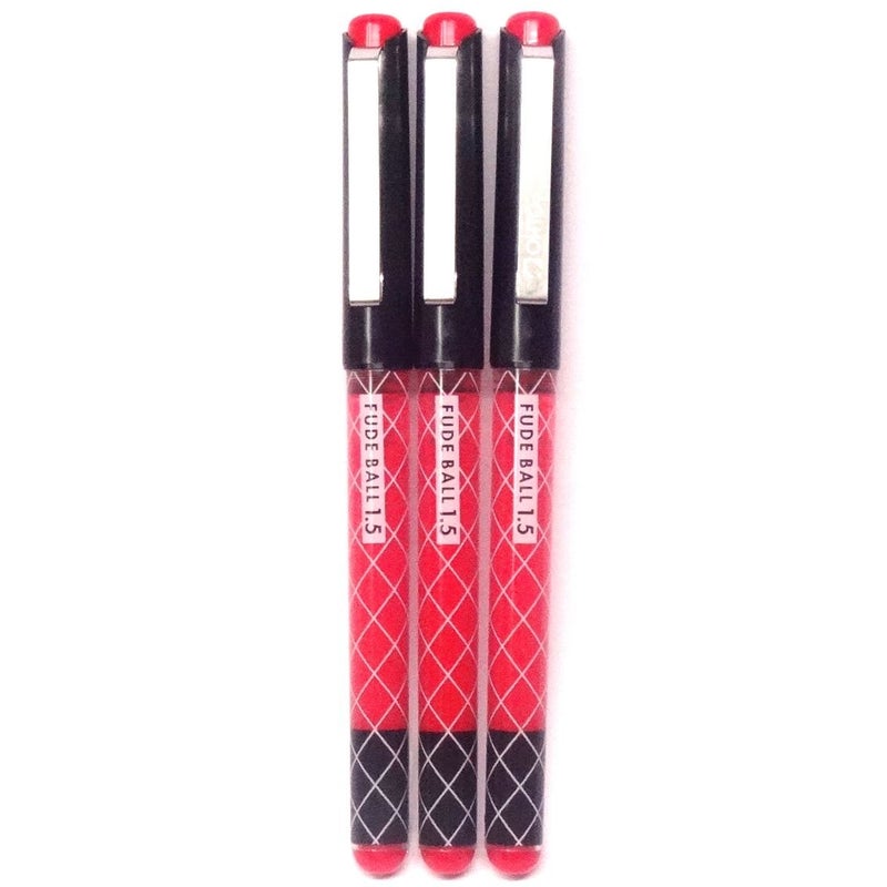 OHTO Fude Ballpoint Pen Extra Bold, 1.5mm, Red ink, 3 pens per Pack (Japan import) [Komainu-Dou Original Package] - Image 4
