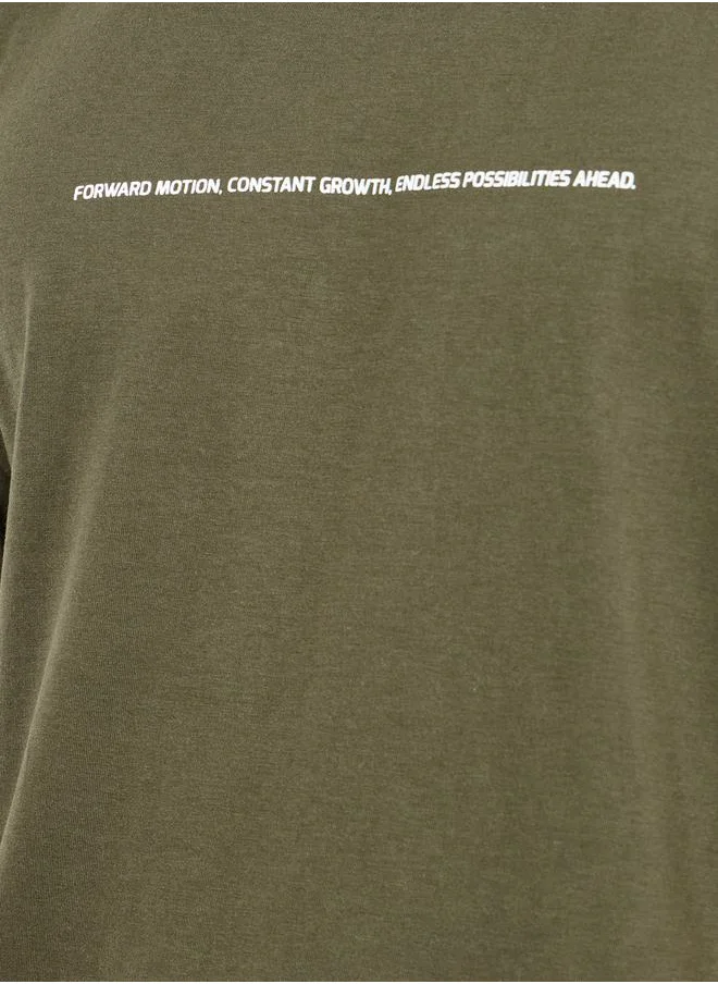 Styli Cotton Rich Oversized Minimal Slogan Print T-Shirt