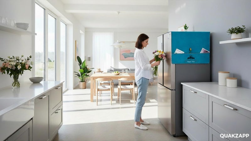 Quakzapp Waterproof Refrigerator Dust Cover Multi-Function Fridge Dust Cover with Storage Bag Organizer Kitchen Fridge Accessories (Cotton) ( 170 x 60 cm) (Blue Deer) - Image 2