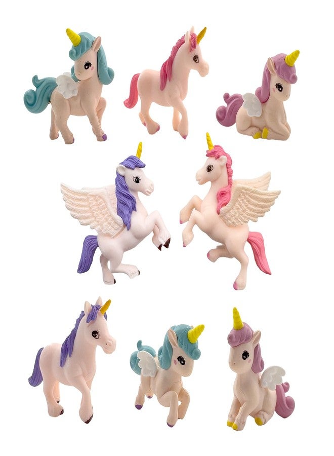 Fevoila 8 Pcs Mini Unicorn Collectible Figurines Miniature Unicorn Figures Cake Toppers Tiny Flying Horse Figure for DIY Moss Landscape Birthday Party Decorations Easter Supplies Hide and Seek Prop - Image 1