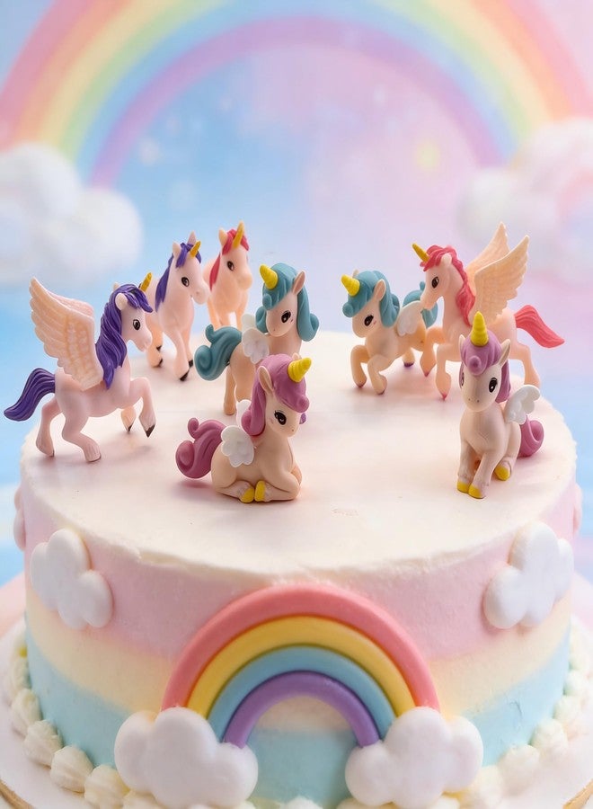 Fevoila 8 Pcs Mini Unicorn Collectible Figurines Miniature Unicorn Figures Cake Toppers Tiny Flying Horse Figure for DIY Moss Landscape Birthday Party Decorations Easter Supplies Hide and Seek Prop - Image 4