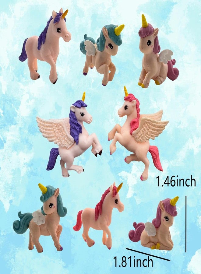 Fevoila 8 Pcs Mini Unicorn Collectible Figurines Miniature Unicorn Figures Cake Toppers Tiny Flying Horse Figure for DIY Moss Landscape Birthday Party Decorations Easter Supplies Hide and Seek Prop - Image 2