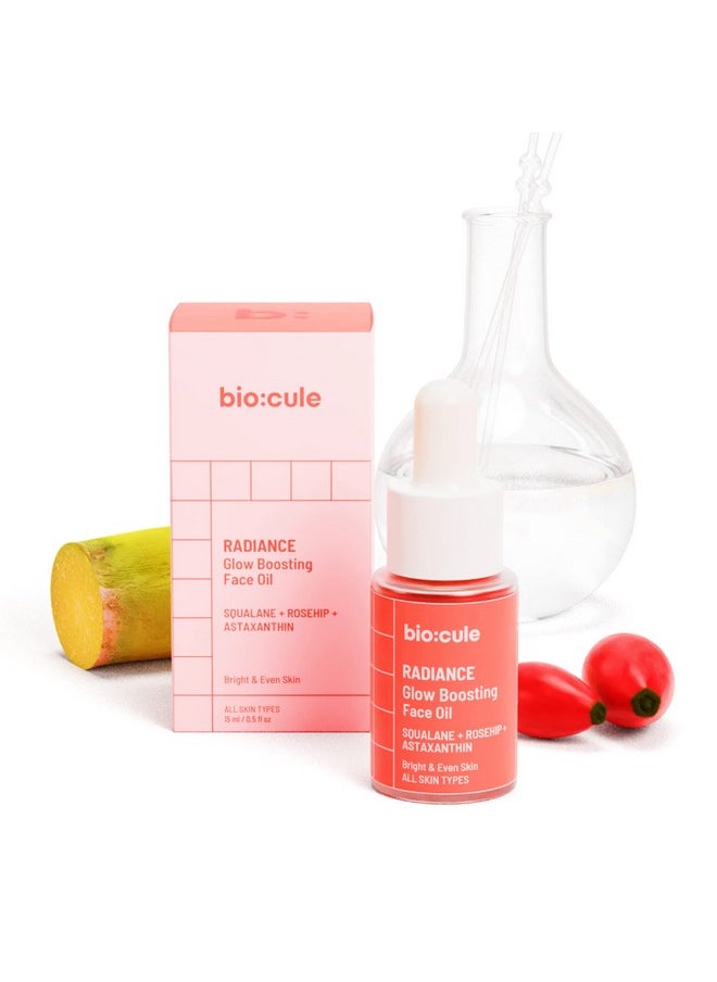 Biocule Radiance Glow Boosting Face Oil With Sugar Squalane Rosehip & Astaxanthin Natural Facial Oil For Bright Even & Glowing Skin Lightweight & Fast Absorbing Suitable For All Skin Types 15Ml  - Image 1