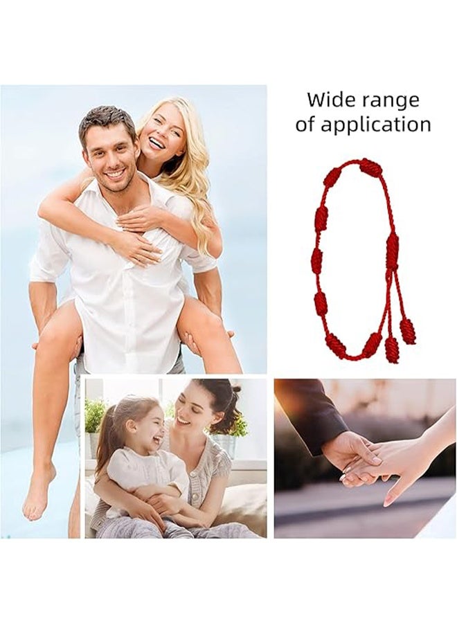8 Pieces Red String Bracelet Set - Adjustable 7 Knot Red Cord Bracelet, Lucky Charm Bracelet Amulet for Protection, Knots String for Protection, Bracelets Knots Chain Braided for Friendship, Lovers 7 Knots Style string bracelet - The red string bracelets designed with - Image 3