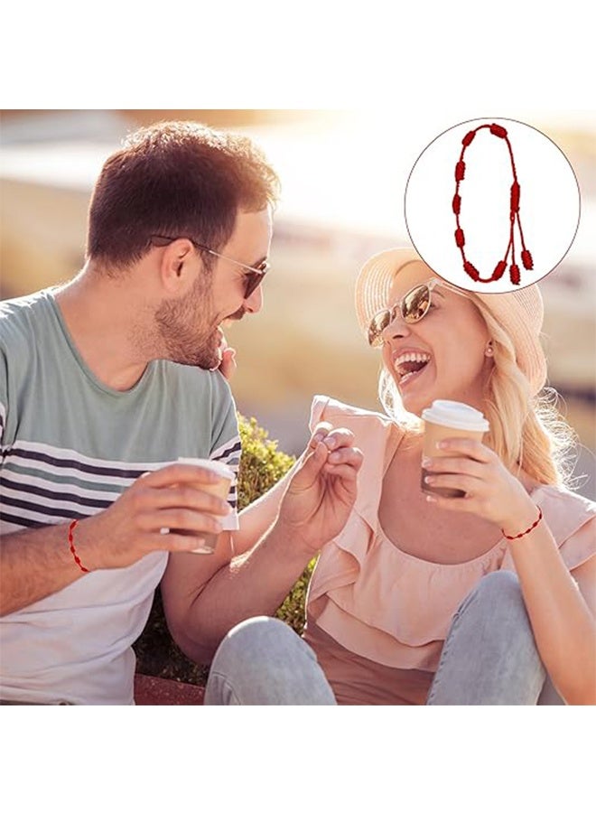 8 Pieces Red String Bracelet Set - Adjustable 7 Knot Red Cord Bracelet, Lucky Charm Bracelet Amulet for Protection, Knots String for Protection, Bracelets Knots Chain Braided for Friendship, Lovers 7 Knots Style string bracelet - The red string bracelets designed with - Image 5