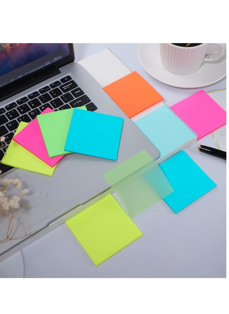 Generic - Transparent Sticky Notes, Colorful Self-Stick Note Clear for Office Message Reminder, Waterproof Translucent, See Through School Supplies (5 Colors, 5 Pads) 3 x 3 Inch - Image 1