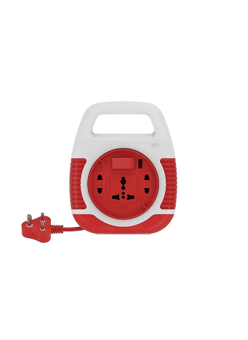 GM GM 3045 Square 3 Pin Flex Box 4 Mtr with Handle Indicator international socket  - Image 1