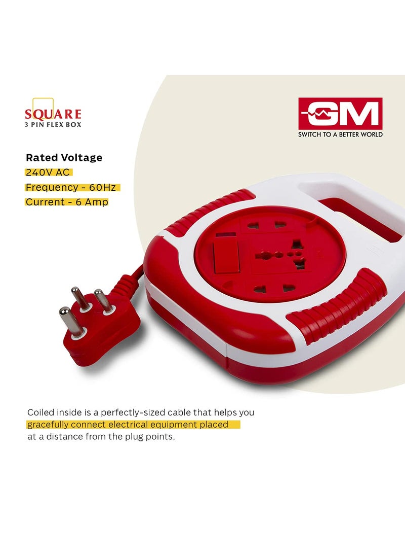 GM GM 3045 Square 3 Pin Flex Box 4 Mtr with Handle Indicator international socket  - Image 5