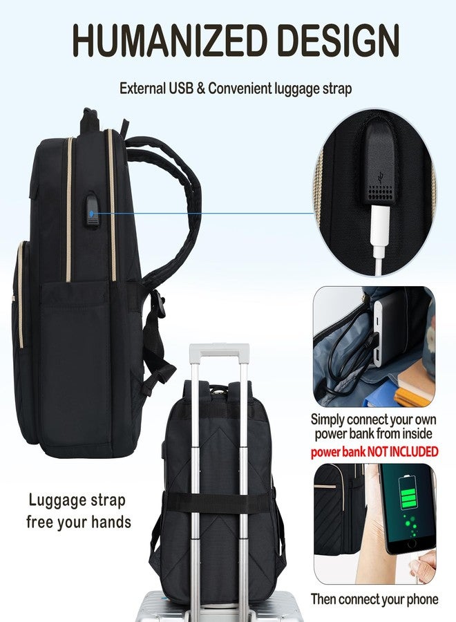 VANKEAN 17.3 Inch Laptop Backpack for Women Men Work Laptop Bag Fashion with USB Port, Waterproof Backpacks Nurse Stylish Travel Bags Casual Daypacks for College, Business, Black - Image 5