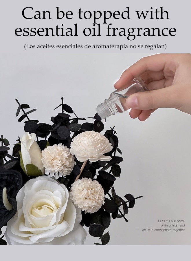 DUNISO Artificial White Rose Flowers Bouquet Fake Flowers Plants Silk Rose with Silver Tall Cup Vase Faux Flower Arrangements Wedding Bouquets Decor for Wedding Party Centerpiece Home Office Table Decoration Gift - Image 2