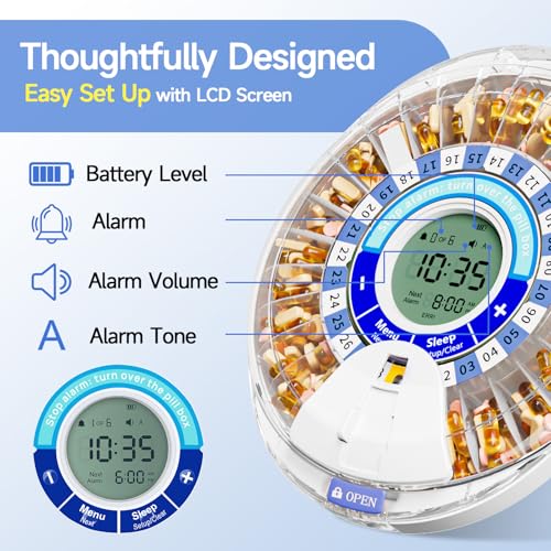 Windtrace Automatic Pill Dispenser for Elderly, Electronic Pill Organizer with Alarm & Light, 28 Day Smart Timed Medication Dispenser, Timed Pill Dispenser Machine for Prescriptions & Vitamins - Image 3