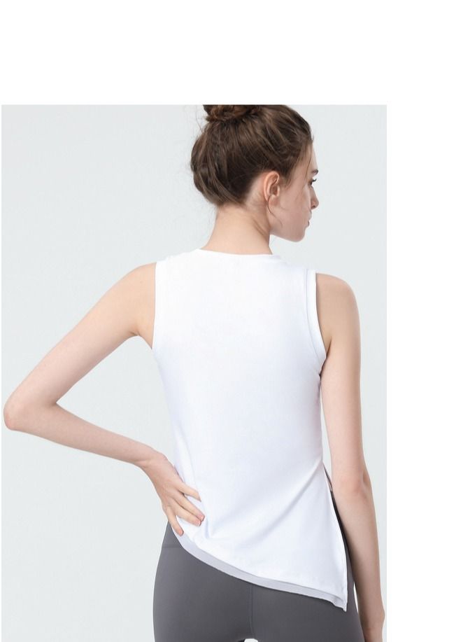 Loquat Yoga Wear Blazer Loose Sleeveless T-shirt Running White  - Image 2