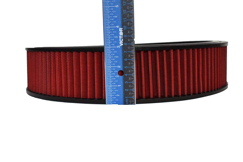 A-Team Performance 14x3 Air Filter Element - Red Round Cotton Fiber - Washable & Reusable High-Flow Filter - Compatible with Chevrolet, Buick, GMC, Ford, Mopar, Oldsmobile & Pontiac - Image 3