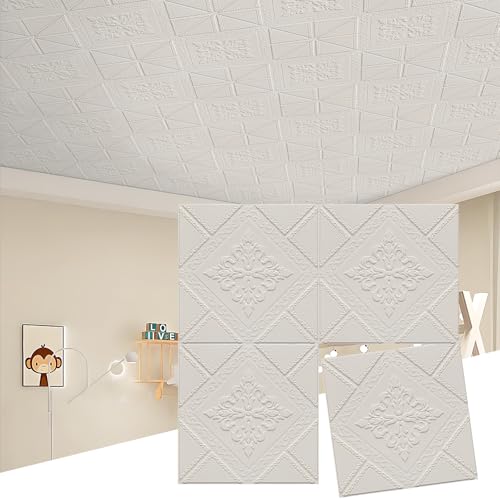 Dureidos Ceiling Tiles 13.8x13.8 inch, 16 Pcs Ceiling Tiles Peel and Stick Covering 21 sq.ft Self-Adhesive Waterproof for Interior Wall Decor - Image 1