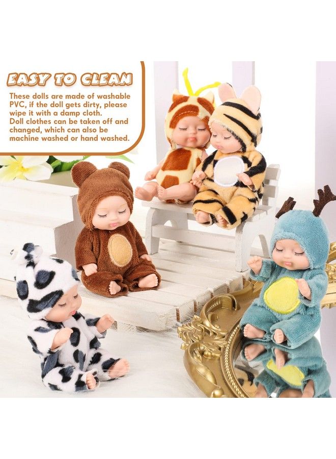 Hanaive 10 قطع دمى أطفال صغيرة بحجم 4 بوصات دمى مدهشة واقعية دمى أطفال صغيرة بملابس حيوانات مجموعة هدايا دمى أطفال لطيفة للبنات والأولاد والأطفال من 3 سنوات فما فوق (أسلوب لطيف) - Image 5