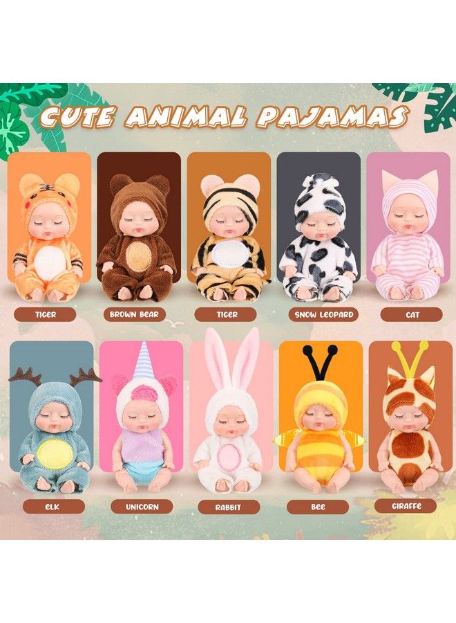 Hanaive 10 قطع دمى أطفال صغيرة بحجم 4 بوصات دمى مدهشة واقعية دمى أطفال صغيرة بملابس حيوانات مجموعة هدايا دمى أطفال لطيفة للبنات والأولاد والأطفال من 3 سنوات فما فوق (أسلوب لطيف) - Image 4
