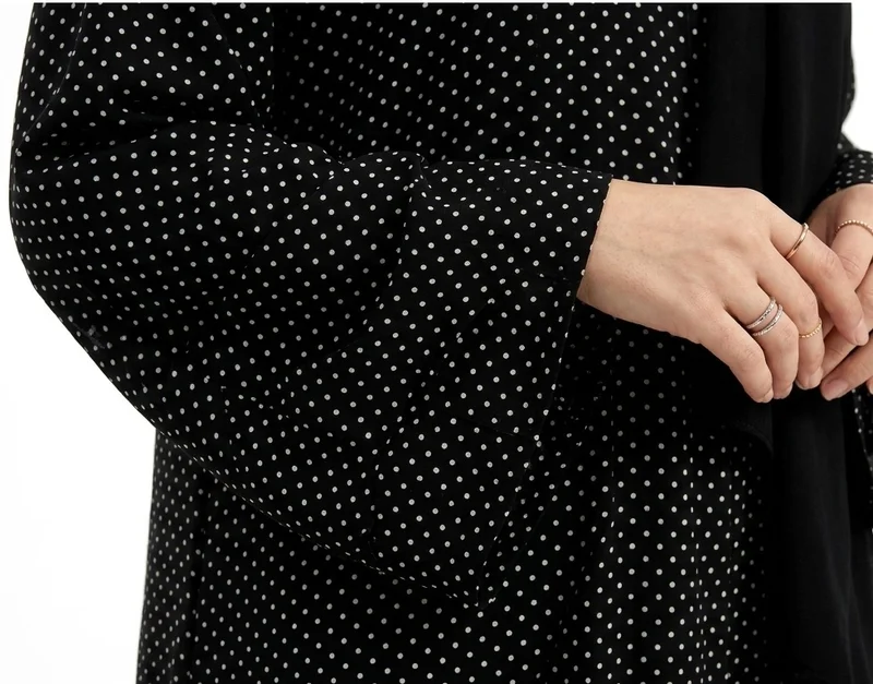 Hadiyath Al Madinah Printed Polka Dot Abaya - HM