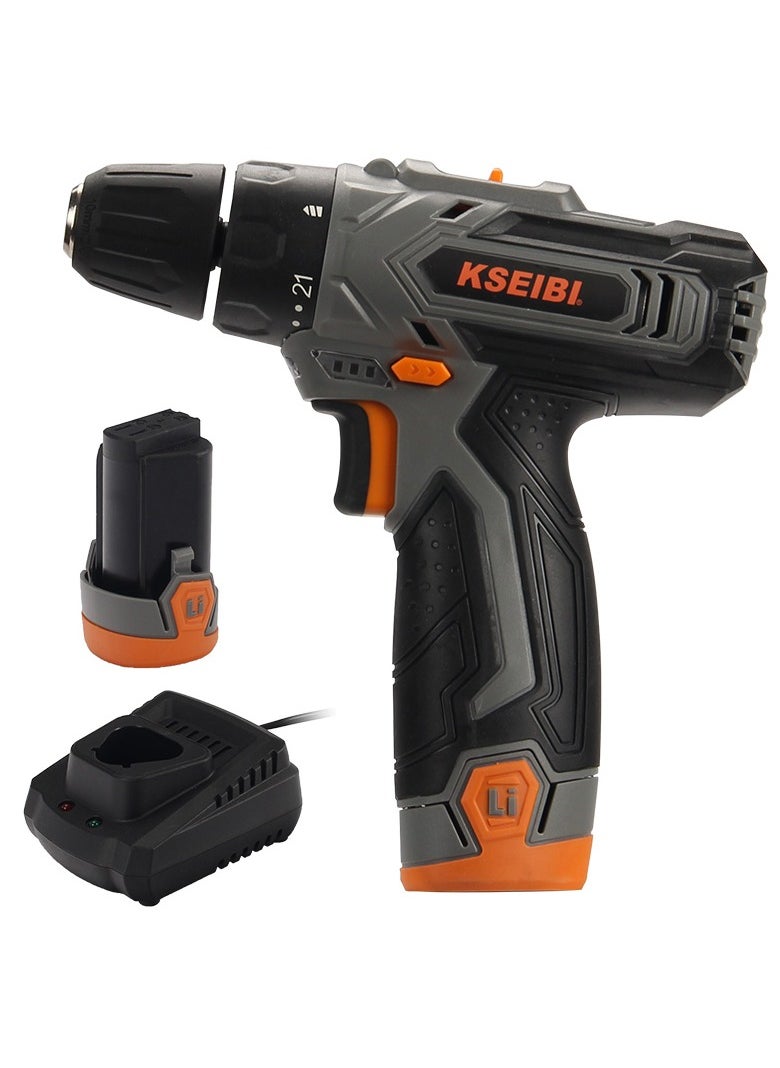 KSEIBI Cordless Drill Driver 12V, Cordless Power Tool with 2 Battery, Charger and Storage Bag Included, Variable Speed, Steel drill & Screwdriver bits 8 pcs, for Tightening/Loosening Screws.  - Image 1