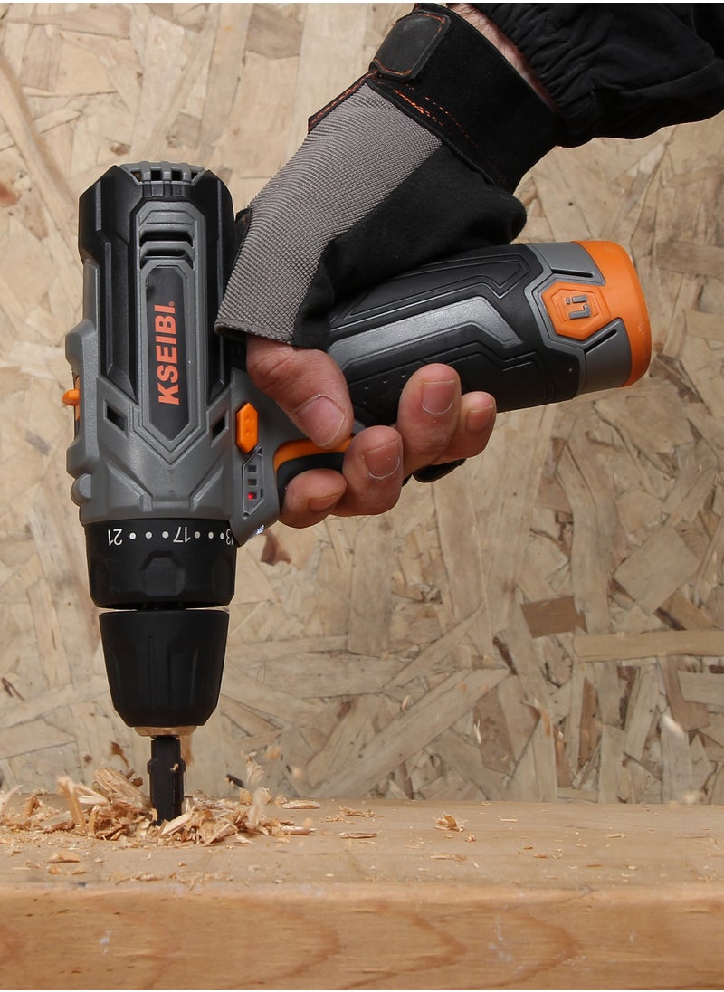 KSEIBI Cordless Drill Driver 12V, Cordless Power Tool with 2 Battery, Charger and Storage Bag Included, Variable Speed, Steel drill & Screwdriver bits 8 pcs, for Tightening/Loosening Screws.  - Image 5
