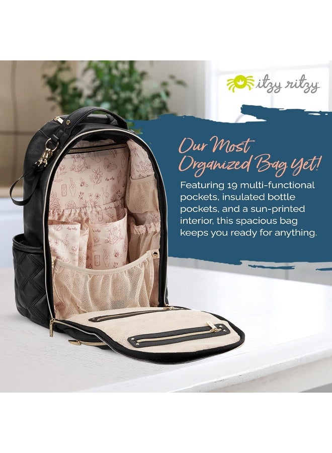 Itzy Ritzy Diaper Bag Backpack â€“ Large Capacity Boss Plus Backpack Diaper Bag Featuring 19 Pockets, Changing Pad, Stroller Clips And Comfortable Backpack Straps, Mystic Black - Image 3
