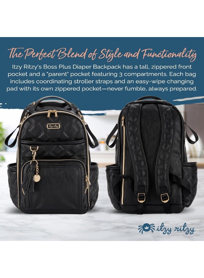Itzy Ritzy Diaper Bag Backpack â€“ Large Capacity Boss Plus Backpack Diaper Bag Featuring 19 Pockets, Changing Pad, Stroller Clips And Comfortable Backpack Straps, Mystic Black - Image 4