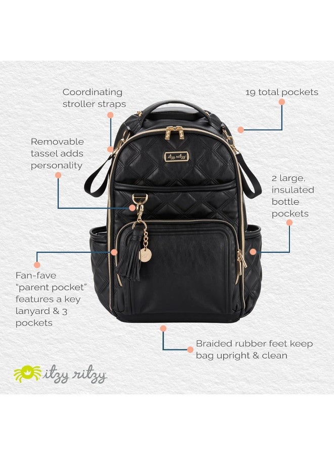 Itzy Ritzy Diaper Bag Backpack â€“ Large Capacity Boss Plus Backpack Diaper Bag Featuring 19 Pockets, Changing Pad, Stroller Clips And Comfortable Backpack Straps, Mystic Black - Image 5
