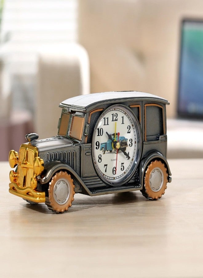 Spiaty Plastic Classic Car Analog Desk Alarm Clock, Black, 22 x 9 Cm - Image 2