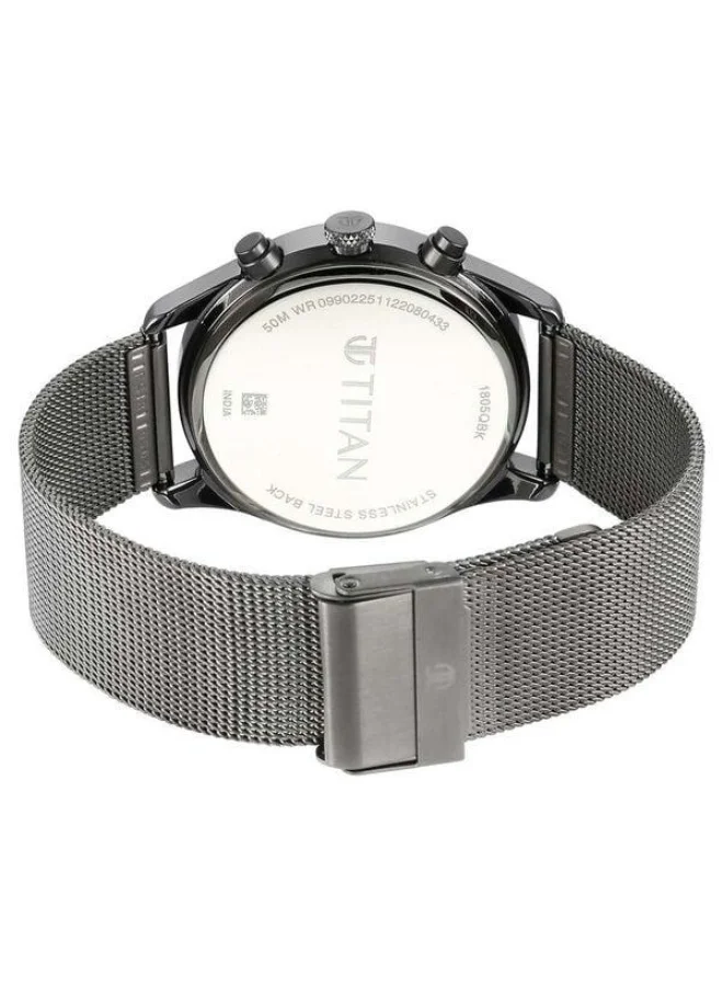 TITAN  Noir Quartz Multifunction Anthracite Dial Grey Stainless Steel Strap Watch for Men - 1805QM03 for Men | Best Price UAE