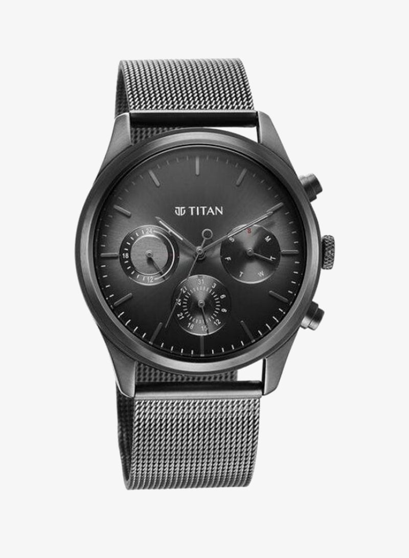 TITAN Noir Quartz Multifunction Anthracite Dial Grey Stainless Steel Strap Watch for Men - 1805QM03 - Image 1