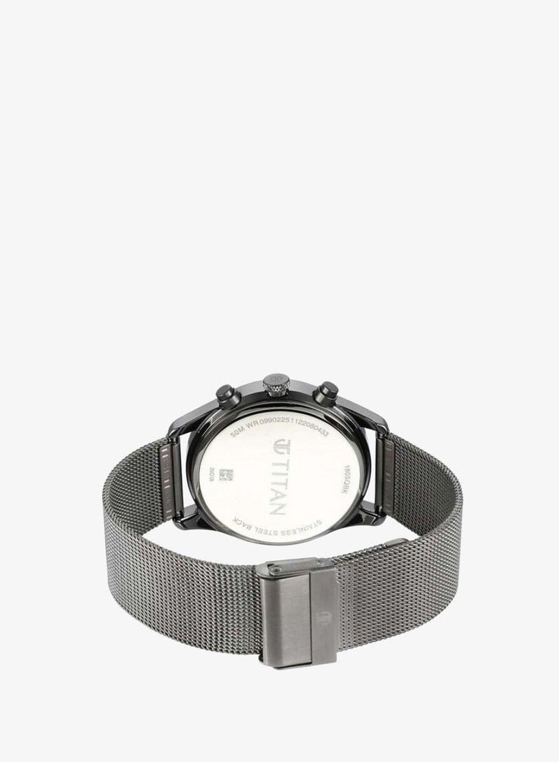 TITAN Noir Quartz Multifunction Anthracite Dial Grey Stainless Steel Strap Watch for Men - 1805QM03 - Image 5