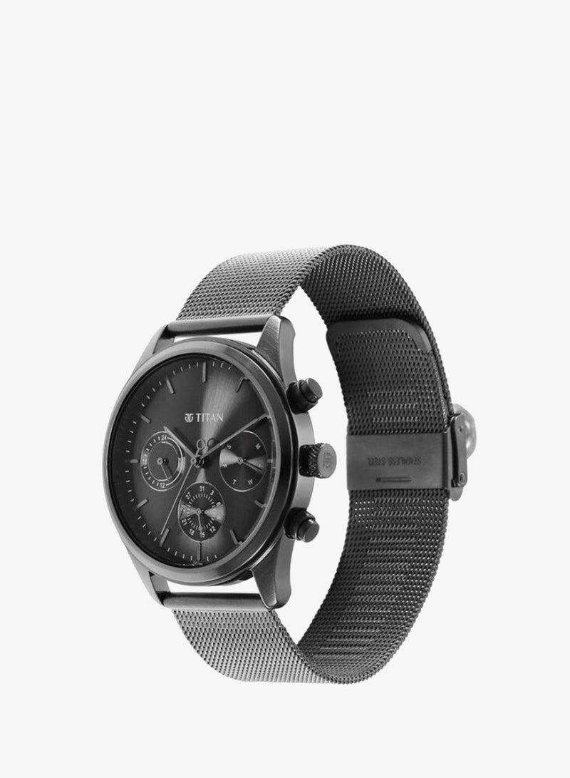 TITAN Noir Quartz Multifunction Anthracite Dial Grey Stainless Steel Strap Watch for Men - 1805QM03 - Image 3