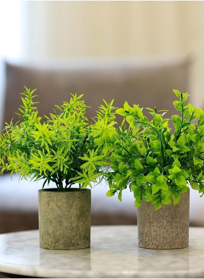 وهاواي 3 Pack Mini Potted Artificial Plants, Small Fake Greenery Plants, Faux Plastic Plants for Indoor Home Decor Living Room Bedroom Desktop Bookshelf Decoration  - Image 2