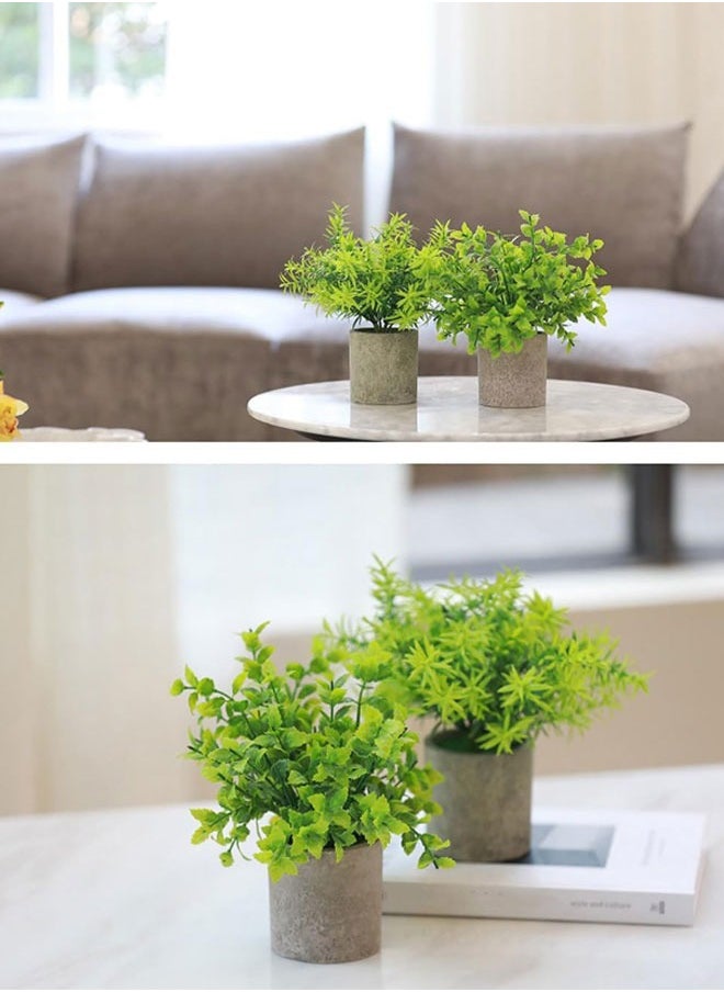 وهاواي 3 Pack Mini Potted Artificial Plants, Small Fake Greenery Plants, Faux Plastic Plants for Indoor Home Decor Living Room Bedroom Desktop Bookshelf Decoration  - Image 3