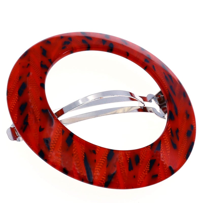 Camila Paris CP2513 French Hair Barrette Clip for Girls Round Handmade Victory Red Strong Hold Grip Hair Clips for Women No Slip and Durable Styling Girls Hair Accessories Made in France