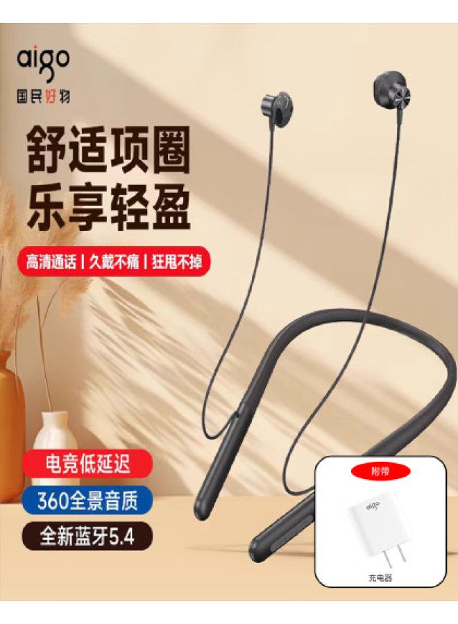 aigo سماعات أذن بلوتوث على شكل طوق، سماعات رياضية شبه داخل الأذن معلقة على الرقبة، سماعات رياضية عالية الجودة - Image 1