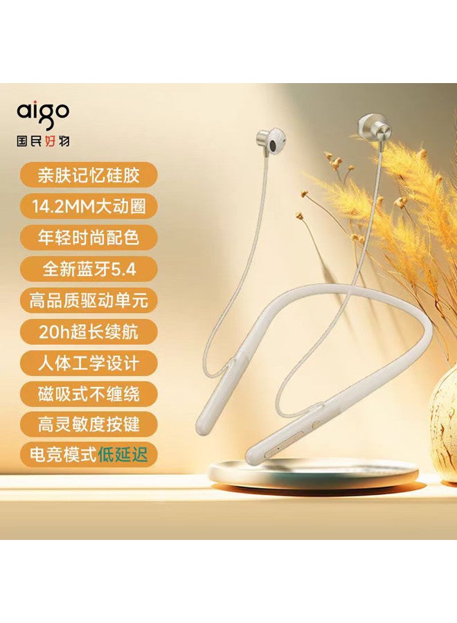 aigo سماعات أذن بلوتوث على شكل طوق، سماعات رياضية شبه داخل الأذن معلقة على الرقبة، سماعات رياضية عالية الجودة - Image 3