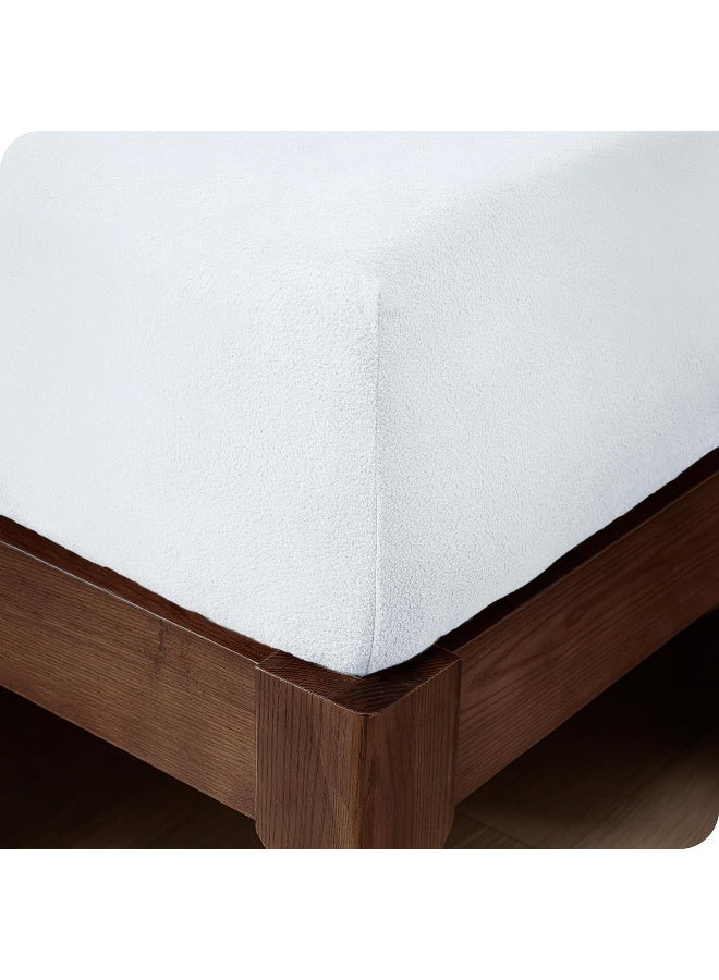 Bare Home Super Soft Fleece Fitted Sheet - Queen Size - Extra Plush Polar Fleece, No-Pilling - Deep Pocket - All Season Cozy Warmth - Image 4