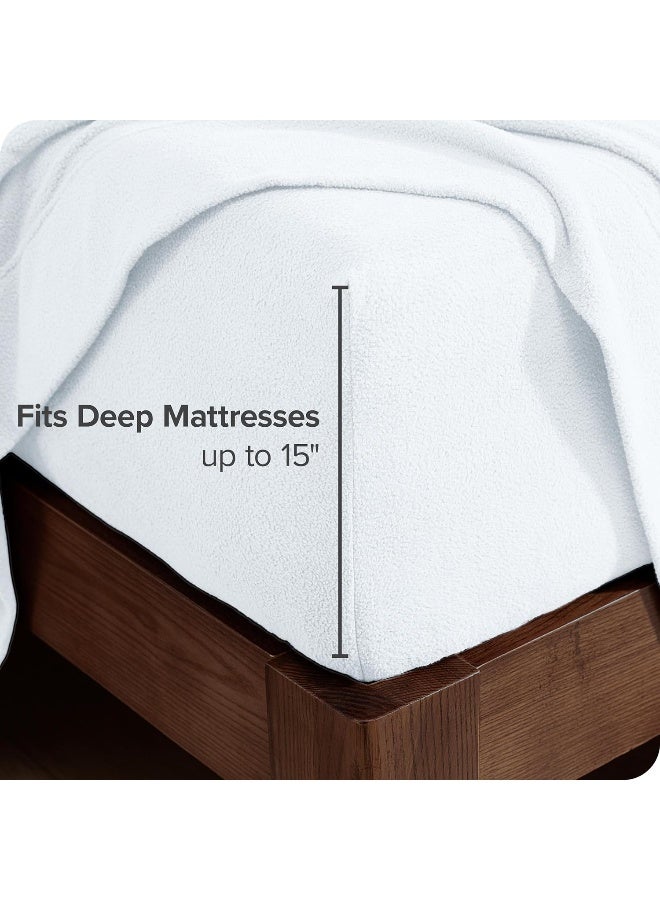 Bare Home Super Soft Fleece Fitted Sheet - Queen Size - Extra Plush Polar Fleece, No-Pilling - Deep Pocket - All Season Cozy Warmth - Image 3