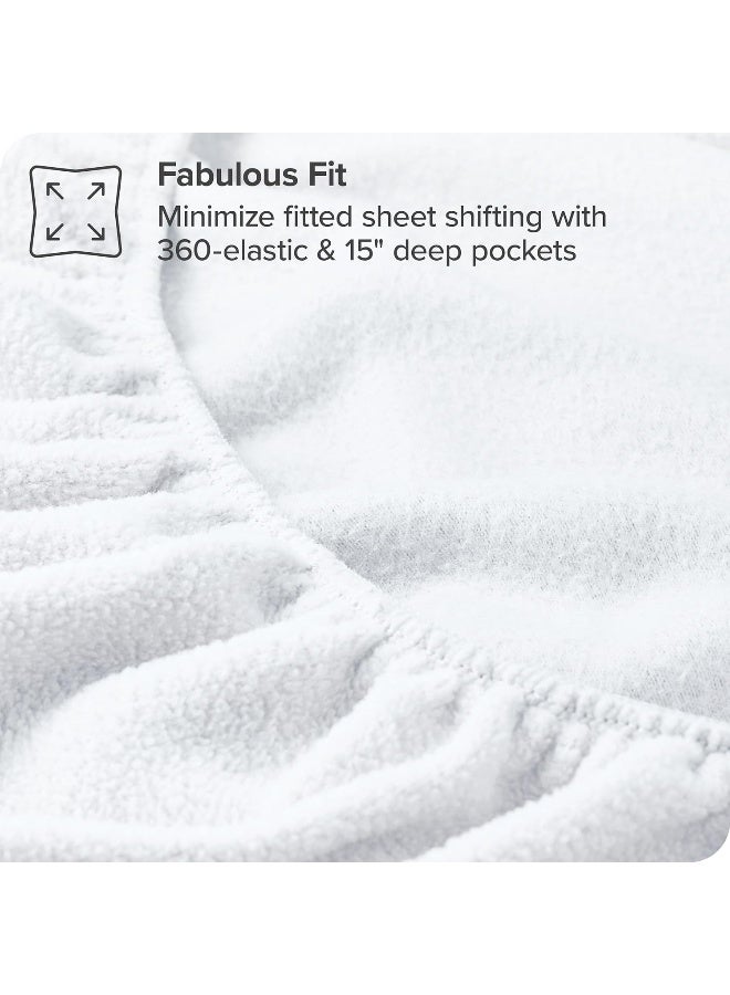 Bare Home Super Soft Fleece Fitted Sheet - Queen Size - Extra Plush Polar Fleece, No-Pilling - Deep Pocket - All Season Cozy Warmth - Image 5