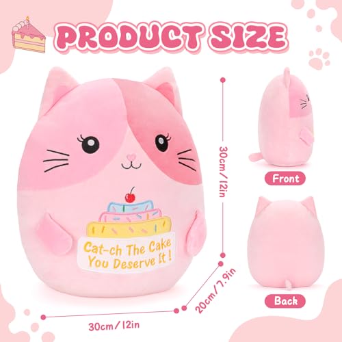 Dalycro 12 Inch Cat Plush Pillow Cute Stuffed Animal Cat Doll for Women Soft Plushies Pillow for Bed Office Decor Birthdays - Image 5