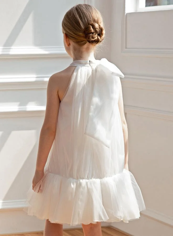 Take Two  Girls Halter Bow Detail Ruffle Hem Party Dress for Women | Best Price UAE