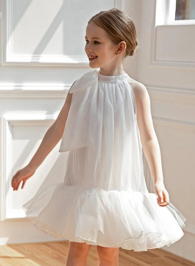 تايك تو فستان حفلات بياقة هولتر ومزين بفيونكة وحافة كشكش للبنات