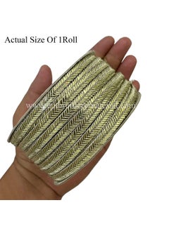 Embroiderymaterial EmbroideryMaterial Zari Trim Laces and Borders Material for Saree, Dupatta, Blouse, Kurti & Other Dresses (2 Rolls, 1Roll/Color, 17 Meters/Roll, Multicolor & Beige Gold)  - Image 3