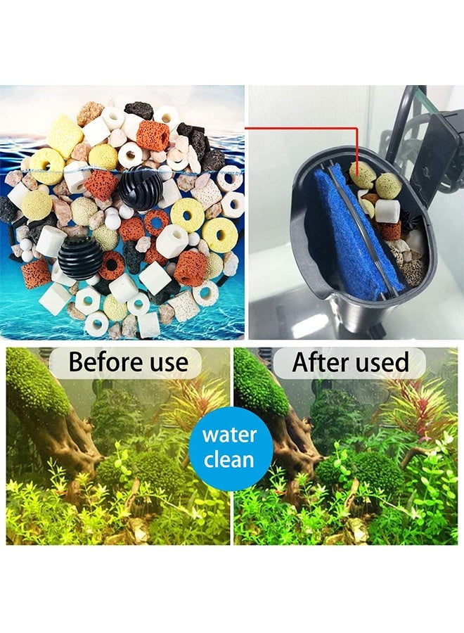 وسائط ترشيح أحواض السمك 15 في 1 كرات حيوية وحلقات سيراميك ووسائط حيوية مع حقيبة شبكية لأحواض الأسماك والبرك وملحقات مرشح أحواض السمك 500 جرام - Image 4
